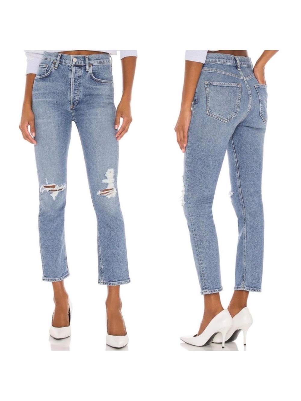 Agolde Riley Crop Distressed Jeans - size 26